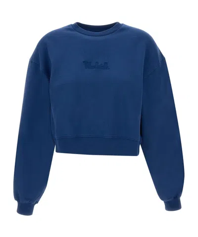 Woolrich Logo-embroidered Cotton Sweatshirt In Blue