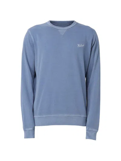 Woolrich Logo-embroidered Crew-neck Sweater In Blue
