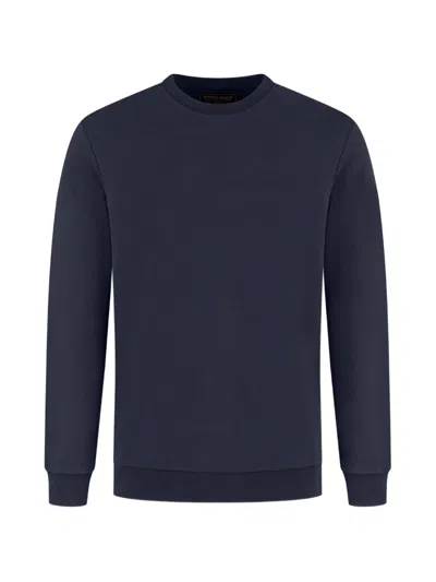 Woolrich Logo-embroidered Crew-neck Sweater In Blue