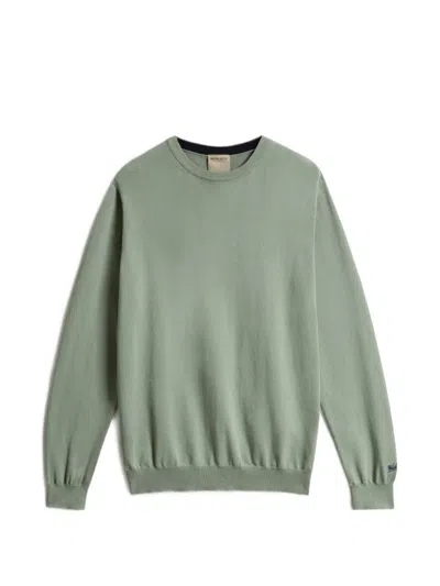 Woolrich Logo-embroidered Crew-neck Sweatshirt In Blue