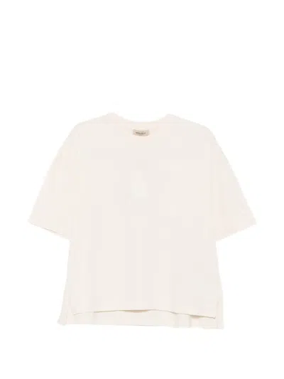 Woolrich Logo-embroidered Side-slit T-shirt In Neutral