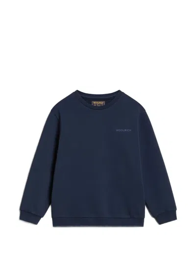 Woolrich Kids' Logo-embroidered Sweatshirt In Blue