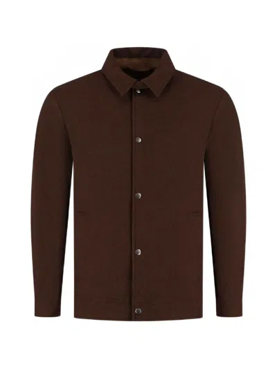 Woolrich Logo-patch Long-sleeve Jacket In Brown