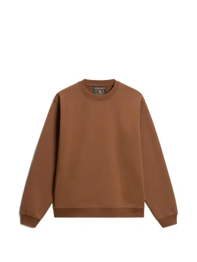 Woolrich Logo-print Crew-neck Sweatshirt In Brown