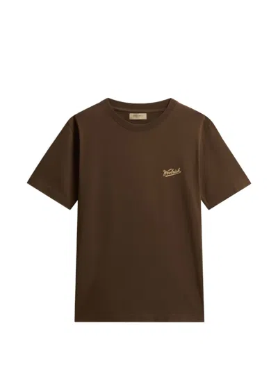 Woolrich Logo-print Crew-neck T-shirt In Brown