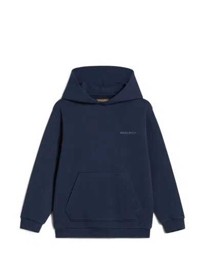 Woolrich Kids' Logo-print Hoodie In Blue