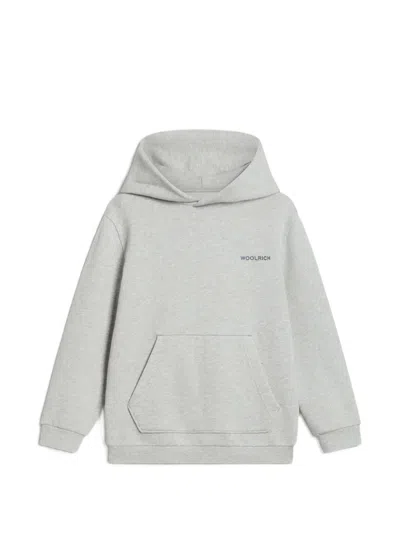 Woolrich Kids' Logo-print Pouch-pocket Hoodie In Grey