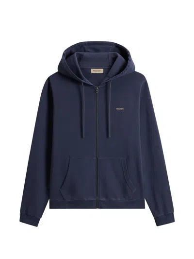 Woolrich Logo-print Zip-up Hoodie In Blue