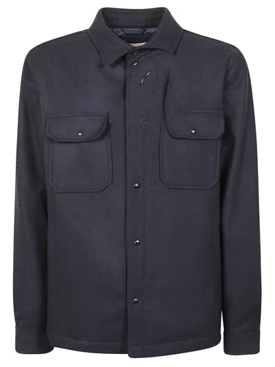 Woolrich Long-sleeved Straight Hem Shirt In Blue
