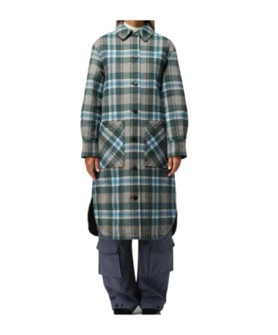 Woolrich Long Coat In Kaki