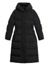 Woolrich Cloud Long Down Jacket In Stretch Nylon With A Matte Finish In Black