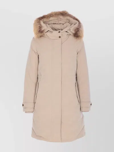 WOOLRICH LONG HOODED PADDED QUILTED COAT