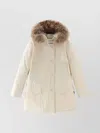 Woolrich Long Hooded Parka Detachable Fur In Neutral