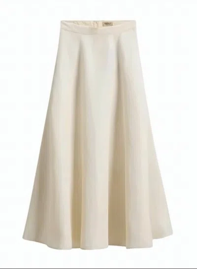 Woolrich Long Linen Blend Front Pleated Skirt In Neutral