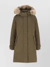 Woolrich Dark Green Polyester Coat In Brown