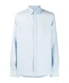 Woolrich Linen Shirt Gd Button-down Collar In Blue