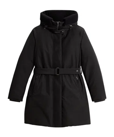 Woolrich Long Sleeve Cotton Coat In Black