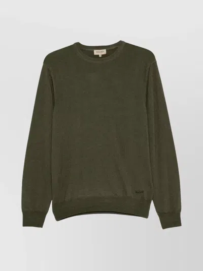 Woolrich Long Sleeve Crew Neck Sweater With Ribbed Hem In Green