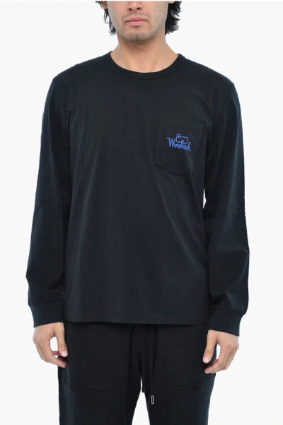 Woolrich Long Sleeve Crew-neck T-shirt With Breast Pocket In Black