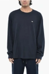 Woolrich Long Sleeve Crew-neck T-shirt With Embroidery Monogram In Blue