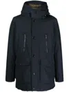 Woolrich Cotton Down Jacket With Hood And Pockets In Blue
