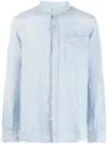 Woolrich Linen Shirt Gd Button-down Collar In Blue