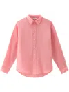 Woolrich Long-sleeve Linen Shirt In Pink