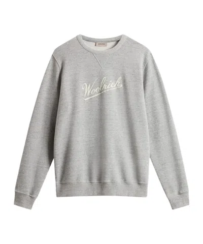 Woolrich Long Sleeve Logo Sweatshirt In Gray