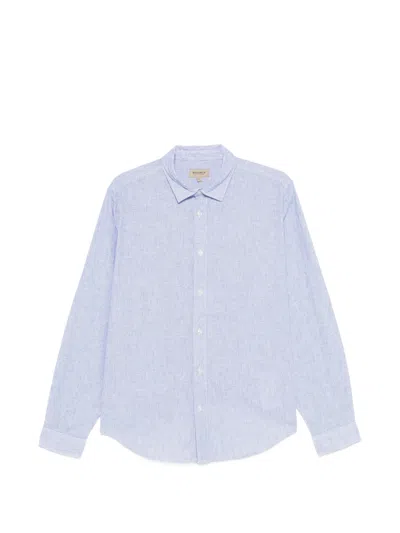 Woolrich Long Sleeve Striped Linen Shirt In Blue