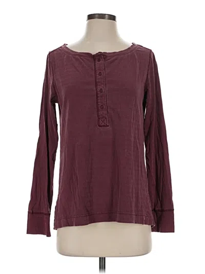 Pre-owned Woolrich Long Sleeve Top Burgundy Crew Neck Tops