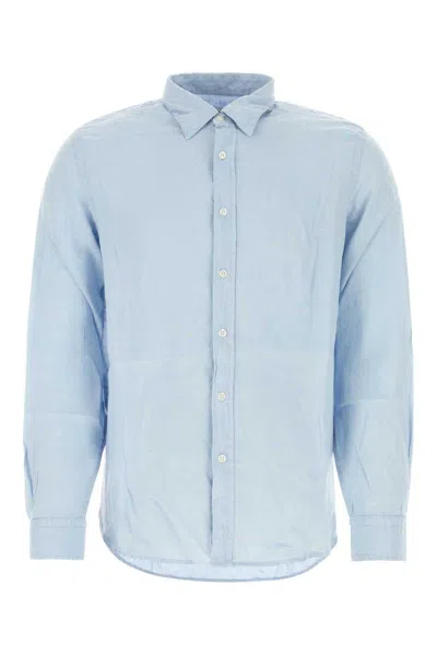 Woolrich Long-sleeved Button-up Shirt In Clear Blue