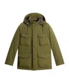 Woolrich Removable Hood Mountain Field Jacket In Green