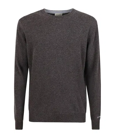 Woolrich Classic Brown Wool Crew Neck Sweater In Gray