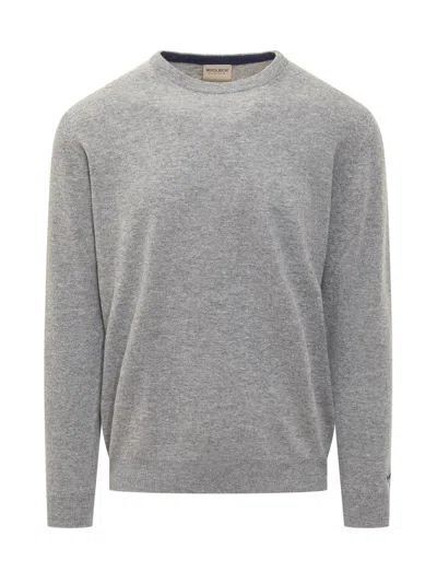 Woolrich Long-sleeved Crewneck Jumper In Formal Grey