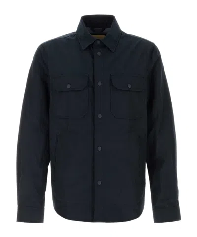 Woolrich Long-sleeved Curved Hem Overshirt In Black
