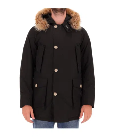 Woolrich Long-sleeved Down Jacket In Black