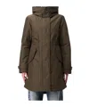 Woolrich Long-sleeved Down Jacket In Brown