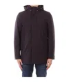 Woolrich Long Sleeved Hooded Buttoned Coat In Purple