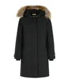 Woolrich Long Sleeved Hooded Coat In Black