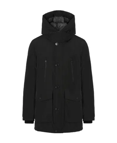Woolrich Long-sleeved Hooded Down Jacket In Black