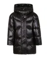 Woolrich Long-sleeved Hooded Down Jacket In Black