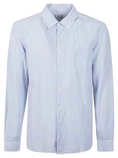 Woolrich Long Sleeved Striped Shirt In Blue