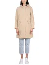 Woolrich Summer Parka With Long Length And Hood In Neutrals