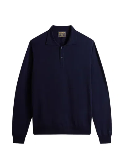 Woolrich Long-sleeve Polo Shirt In Blue