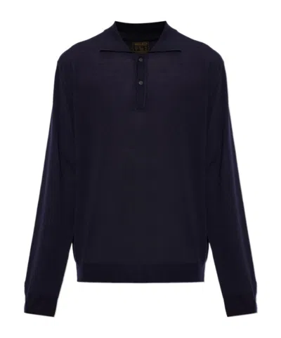 Woolrich Long-sleeve Polo Shirt In Blue