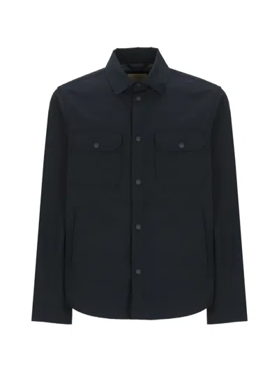 Woolrich Long-sleeved Button Shirt In Black