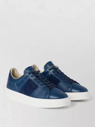 Woolrich Low Top Sneakers Round Toe Contrasting Sole In Blue