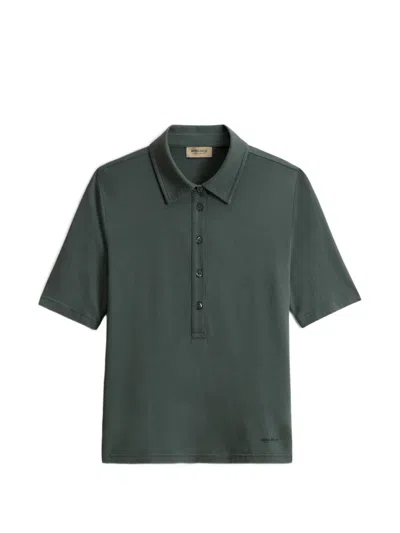 Woolrich Luxe Logo-print Short-sleeve Polo Shirt In Green