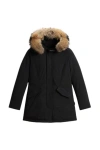 Woolrich Arctic Parka In Ramar Cloth With Removable Fur In Black