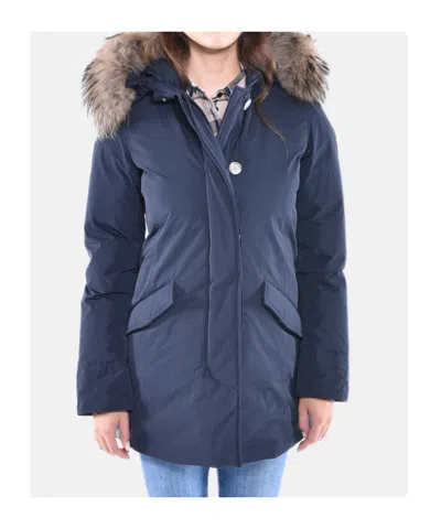 Woolrich Luxury Arctic Raccoon Parka In Blue